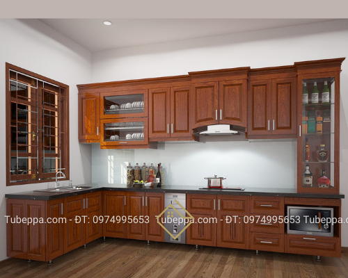 TỦ BẾP GỖ ĐỎ 02