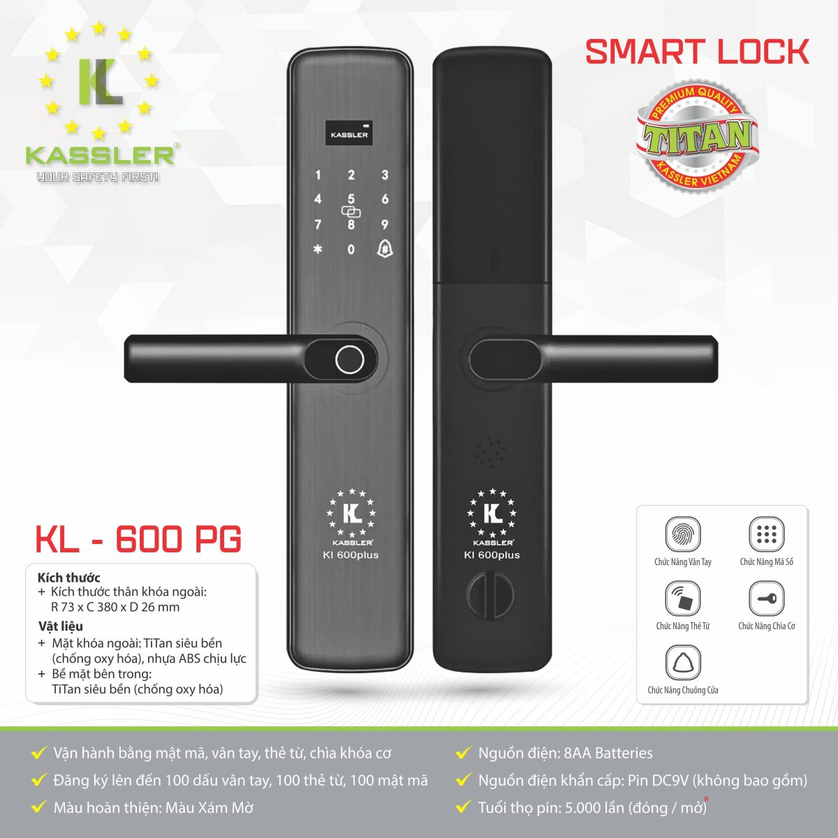Khóa vân tay Kassler KL-600 PG