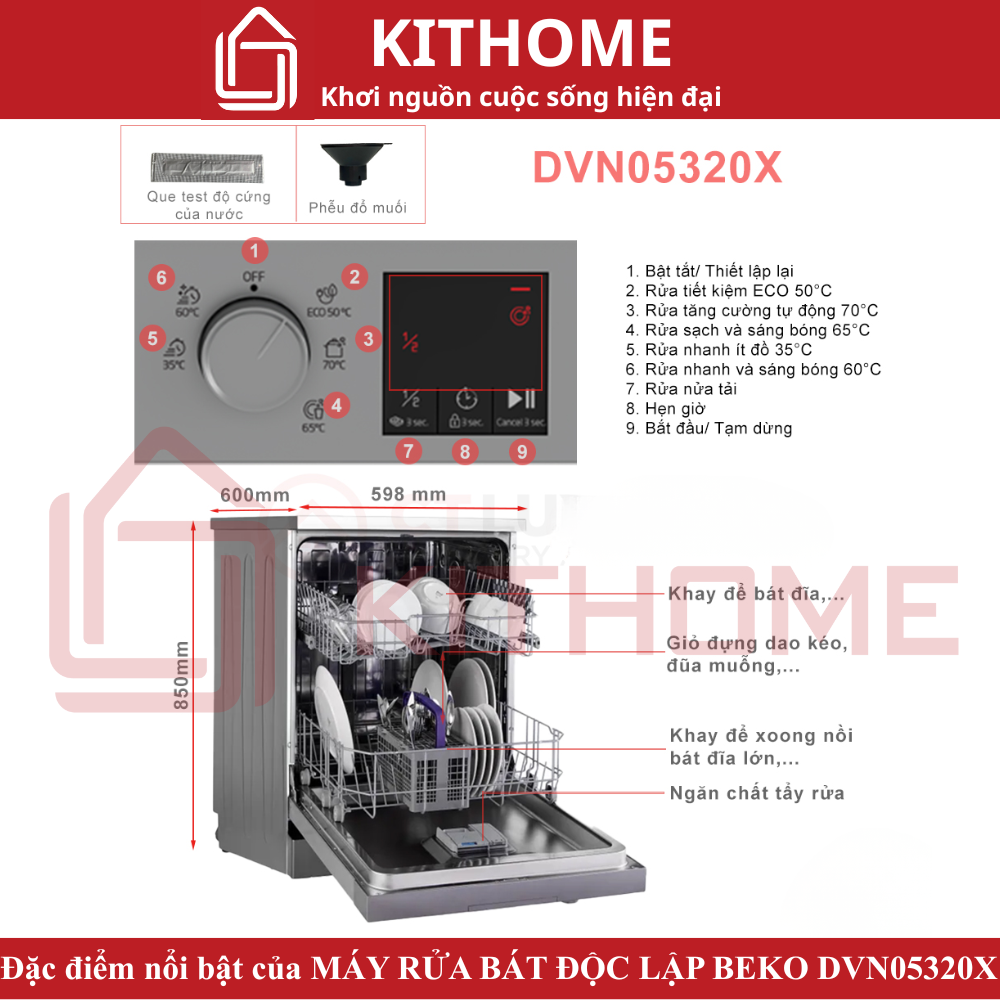 MÁY RỬA BÁT ĐỘC LẬP BEKO DVN05320X 13 BỘ