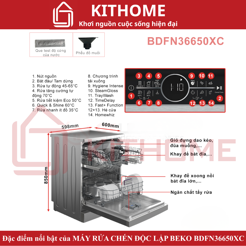 Máy rửa bát độc lập Beko BDFN36650XC